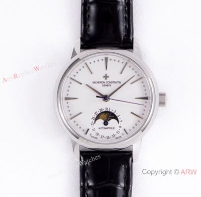 (VC) Swiss Copy Vacheron Constantin Patrimony Moonphase SS White Dial Watch